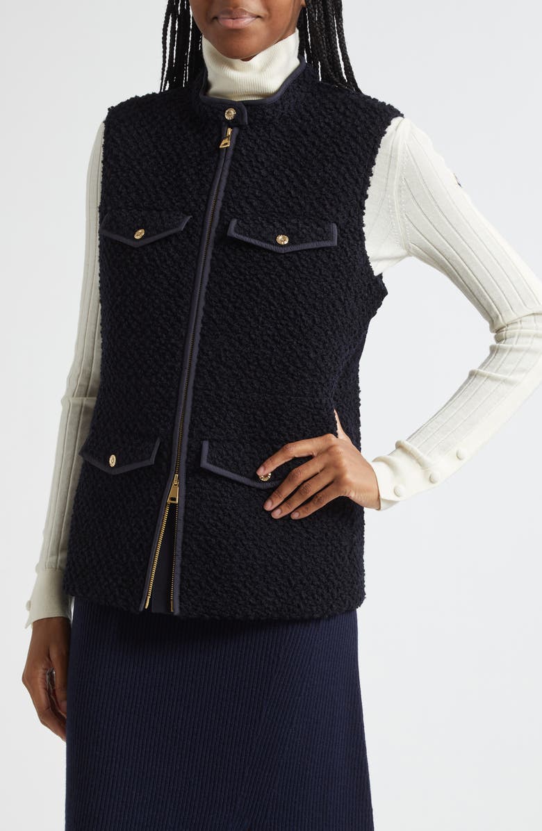 Moncler Fallavier Virgin Wool Down Vest, Alternate, color, Dark Navy Blue