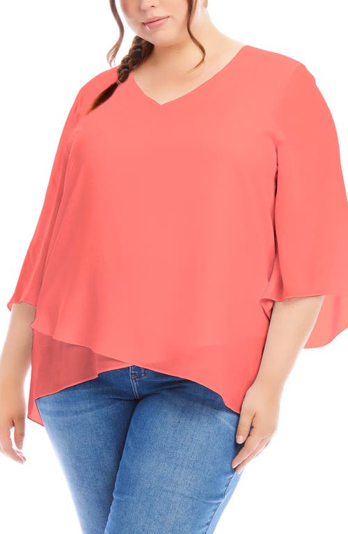 Karen Kane Crossover Hem Asymmetric Top In Salmon