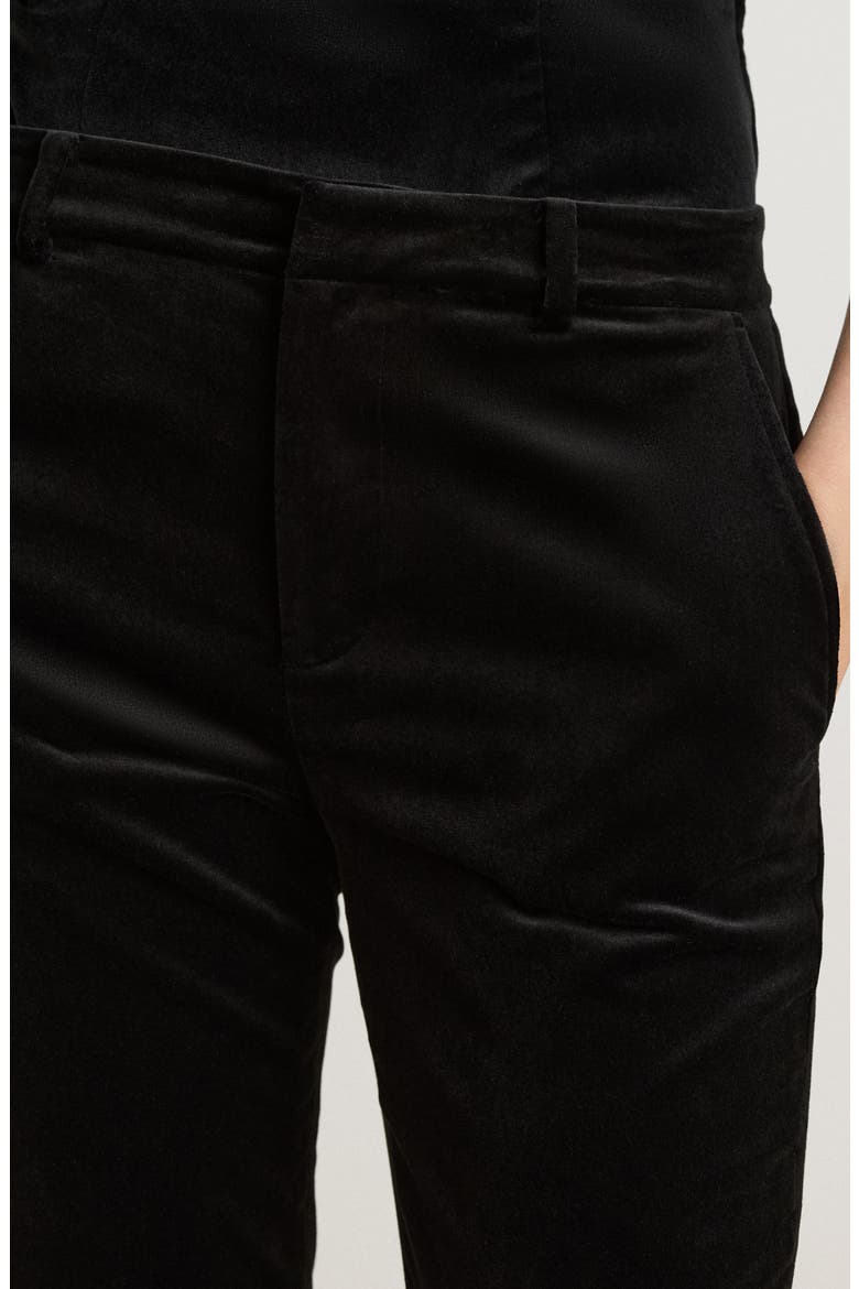 Soft Stretch Velvet High Waist Straight Leg Pants, Alternate, color, BLACK VELVET