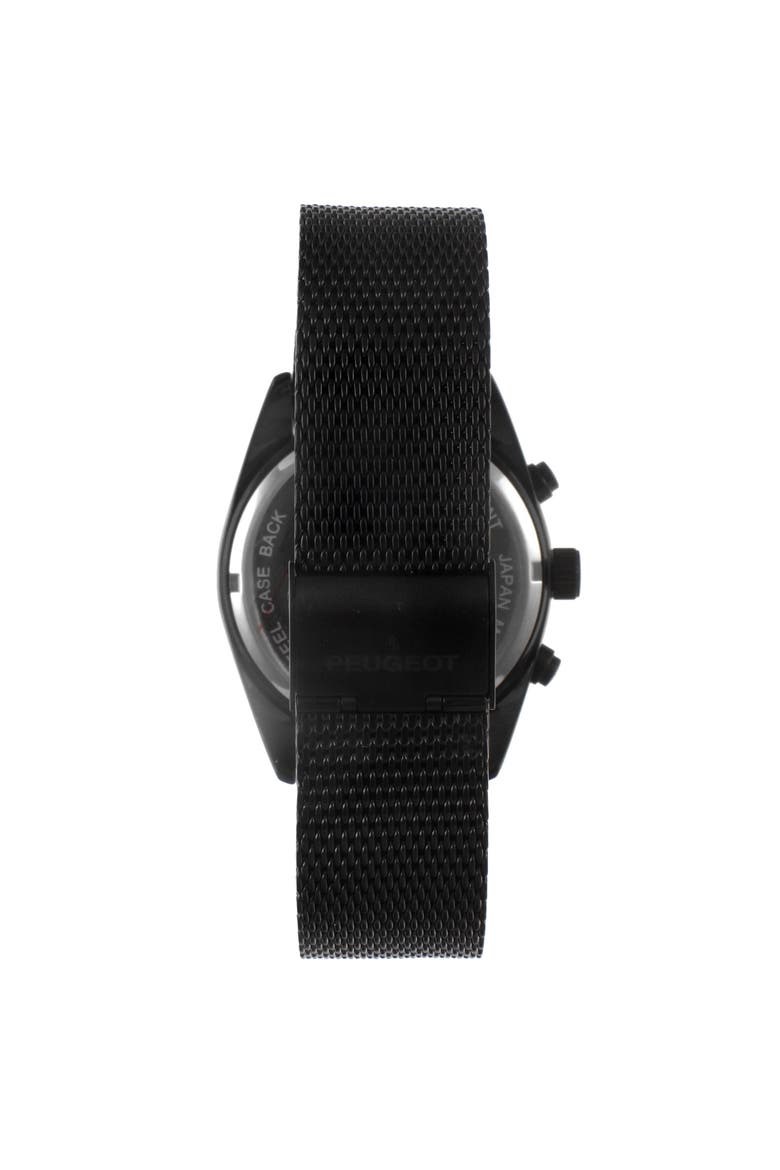 Multi-Function Steel Mesh Fluted Bezel Watch - 42MM, Alternate, color, Black