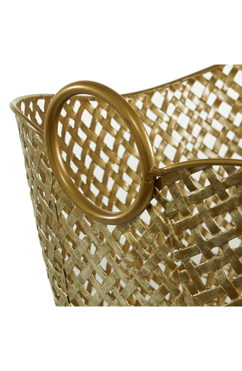 VIVIAN LUNE HOME Large Gold Metal Basket - 16.75" X 11.5, Alternate, color,