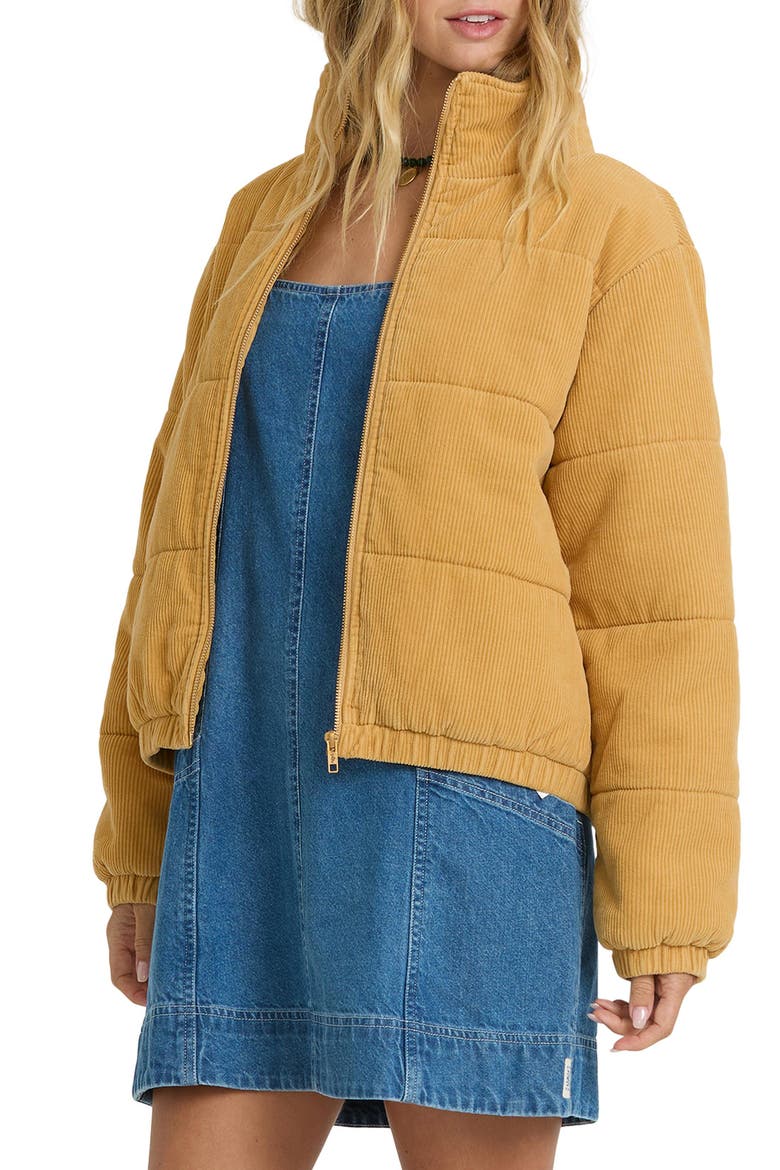 Winter Waves Corduroy Puffer Jacket, Alternate, color, CURRY