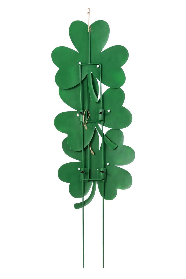 Set of 3 St. Patrick's Metal Shamrock Yard Stake, Alternate, color, Green