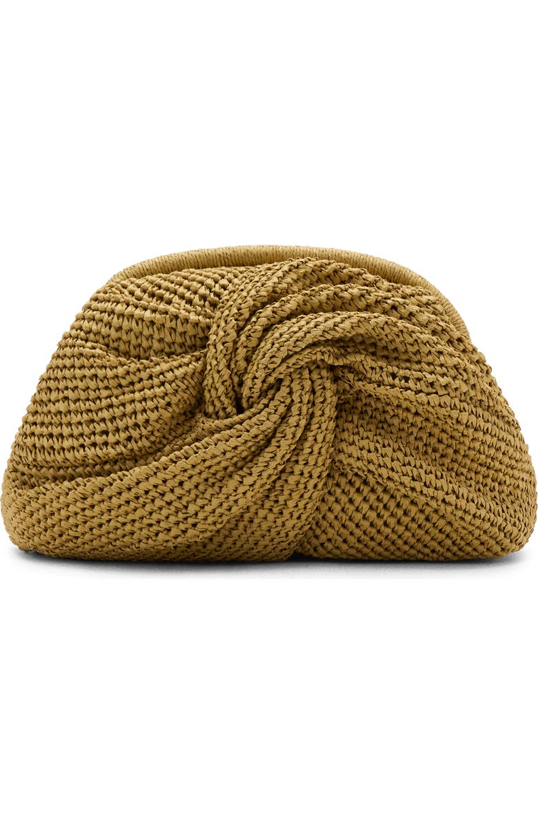 MANGO Natural Fiber Frame Clutch, Main, color, Mustard