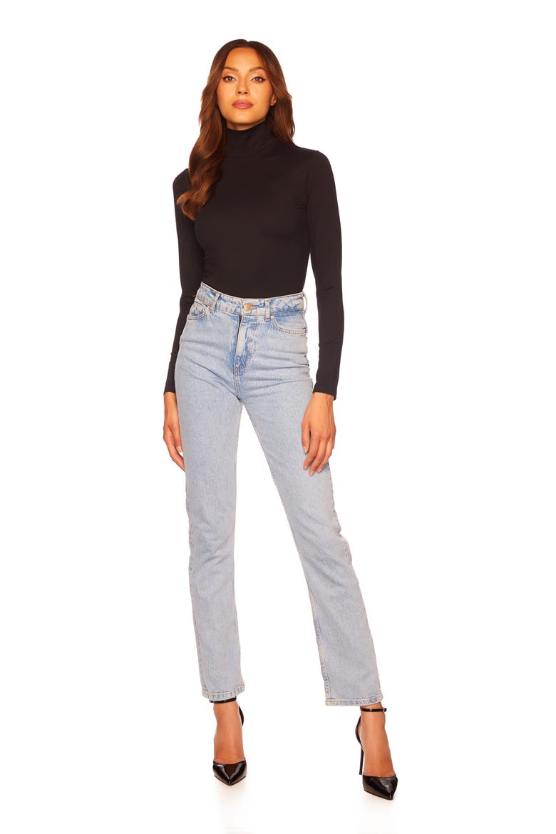 Mock Neck Long Sleeve Top, Alternate, color, BLACK