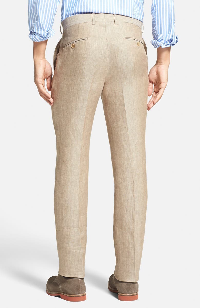 Bensol Herringbone Linen Trousers, Alternate, color, 