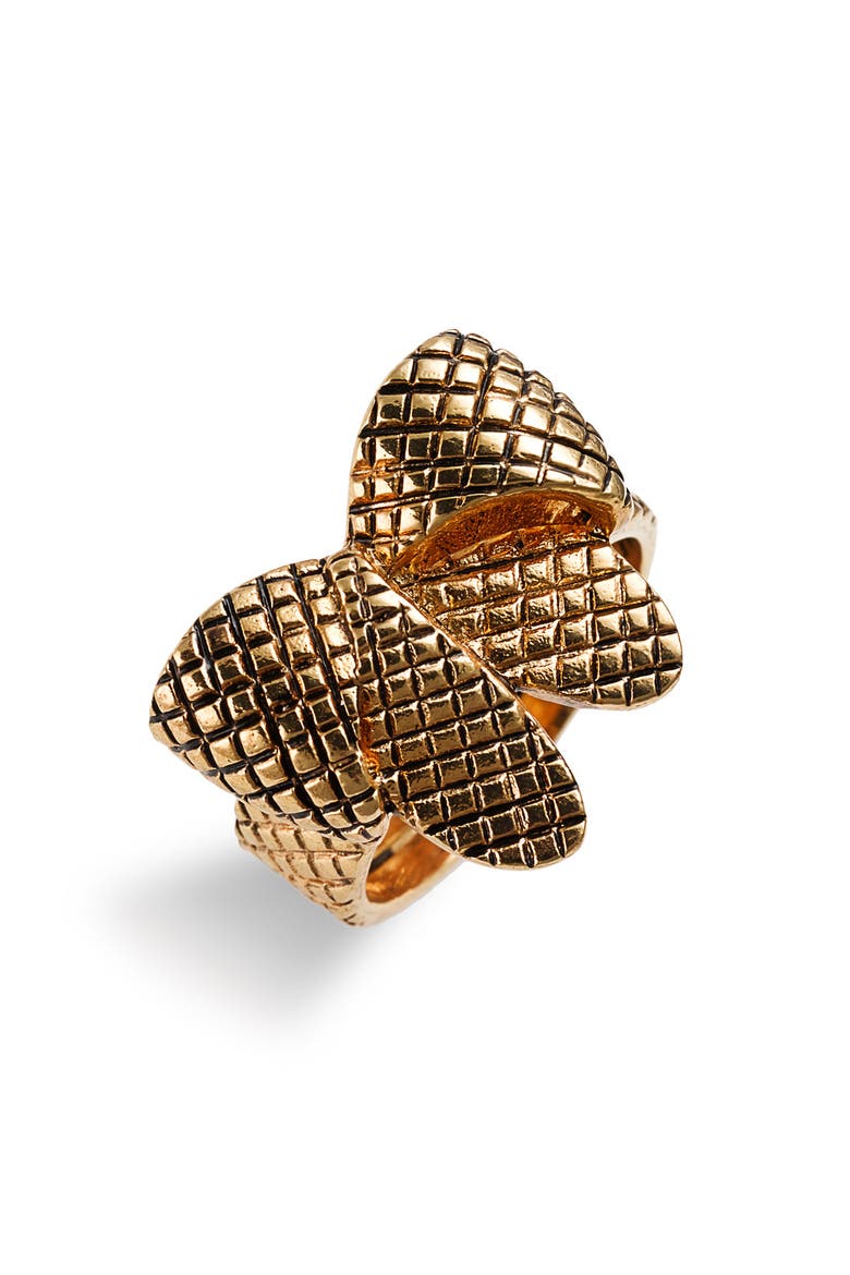 Textured Bow Ring, Main, color, ANTIQUE GOLD