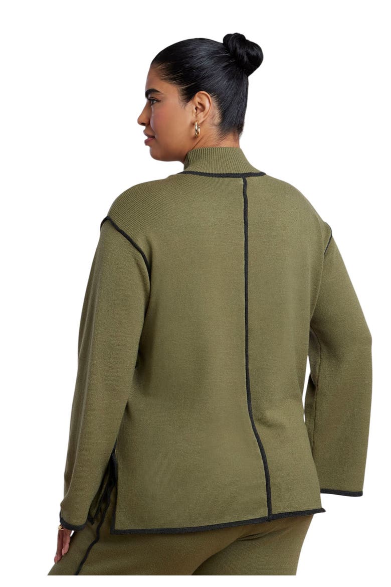 Tipping Detail Mock Neck Sweater, Alternate, color, OLIVE GREEN