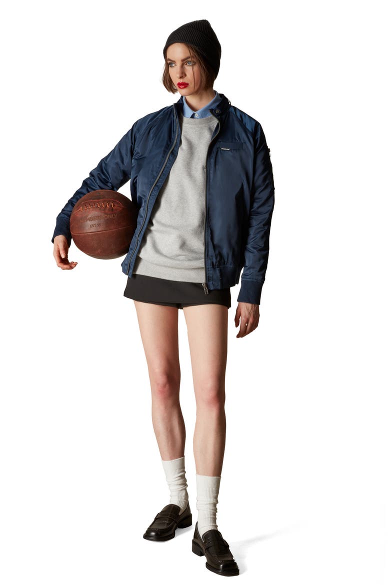 Women's Satin Bomber Jacket, Alternate, color, Navy
