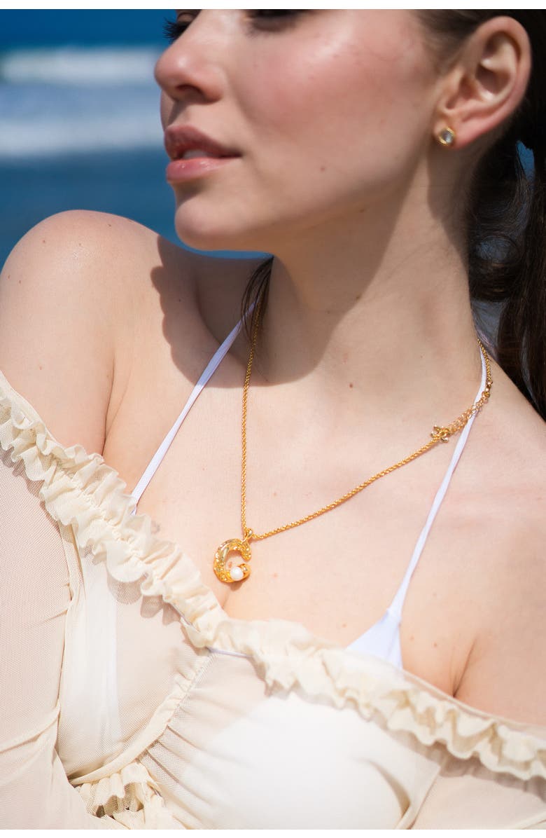 Classicharms Nicole Molten C Hoop Pendant Necklace, Alternate, color, Gold