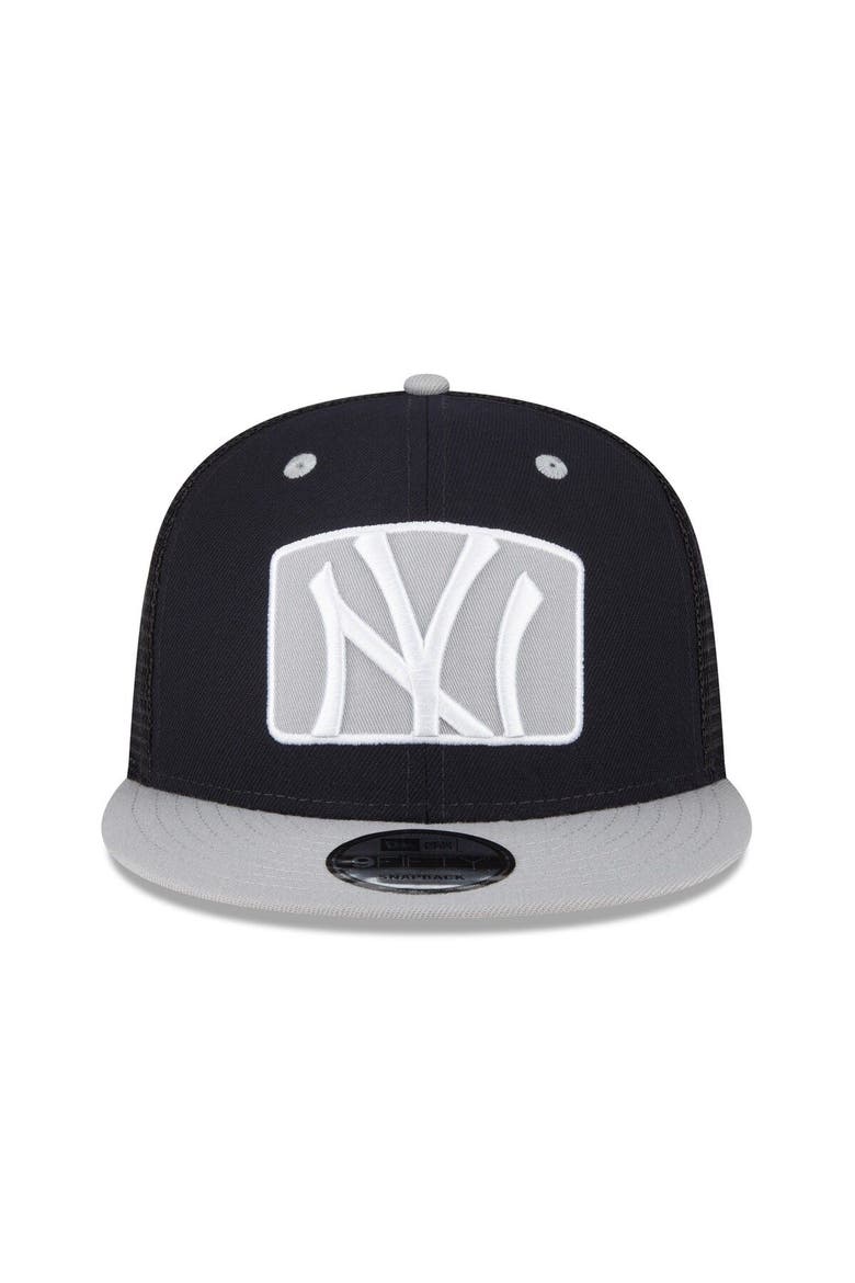 Men's New Era Navy New York Yankees Logo Zoom Trucker 9FIFTY Snapback Hat, Alternate, color, Navy