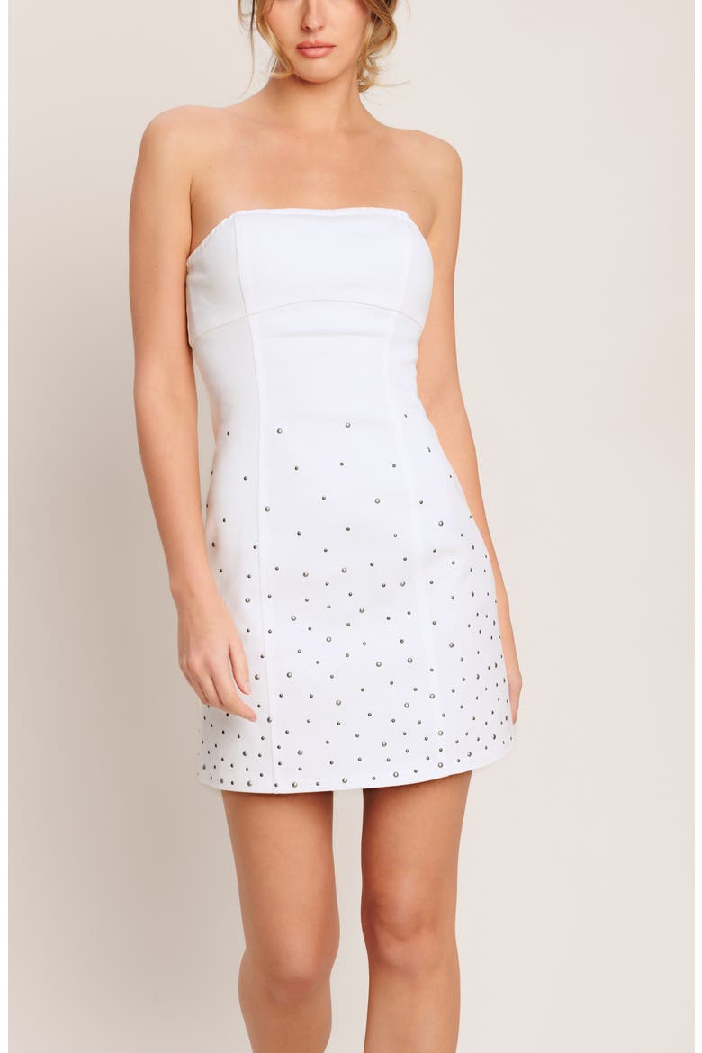 Embellished Minidress, Alternate, color, WHITE DENIM