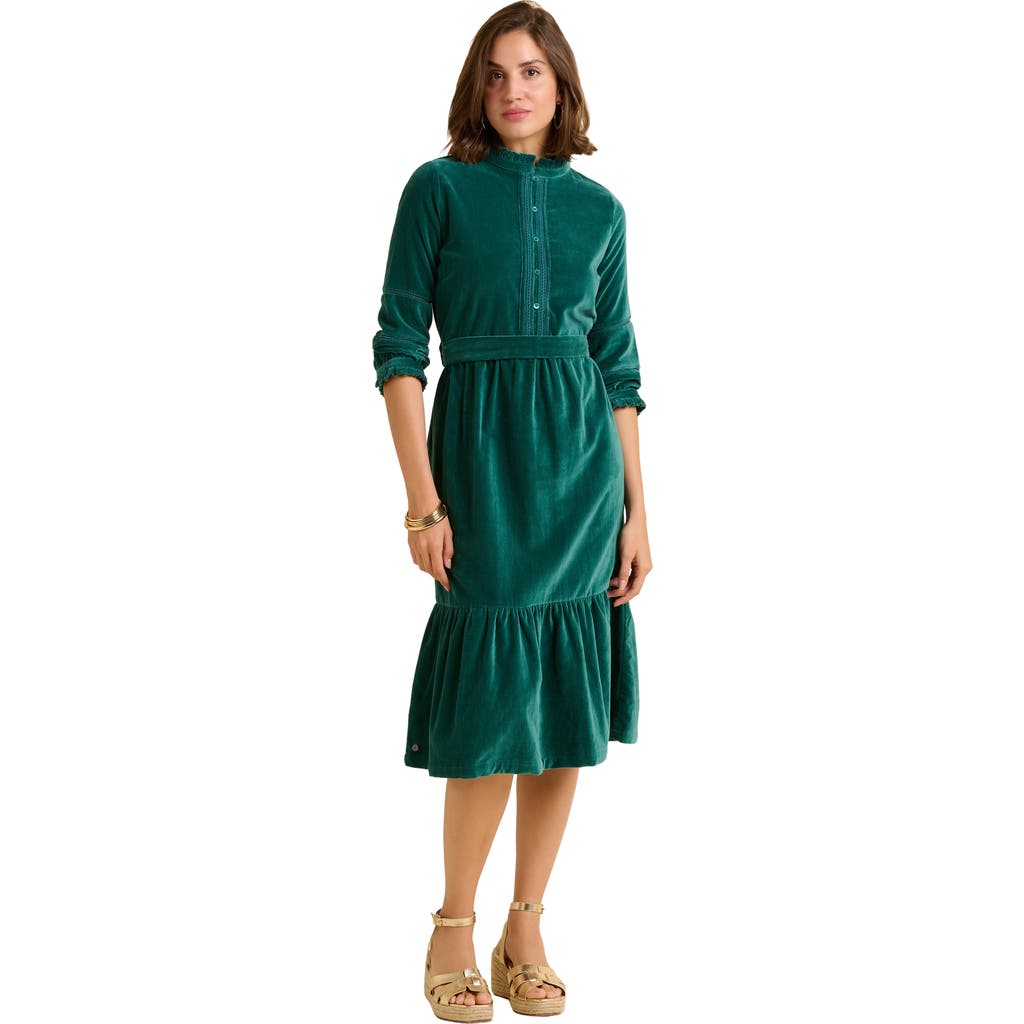 Brakeburn Starry 3/4 Sleeve High Neck Midi Dress In Green