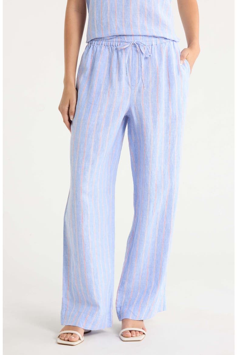 Sea Salt Bay Stripe Linen Drawstring Pants, Main, color, GRAPE POOLS