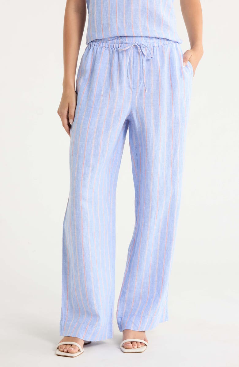 Tommy Bahama Sea Salt Bay Stripe Linen Drawstring Pants, Main, color, Grape Pools