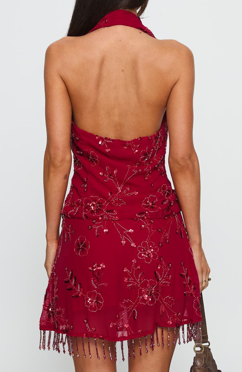 Princess Polly Twilight Zone Beaded Cowl Halter Top, Alternate, color, 