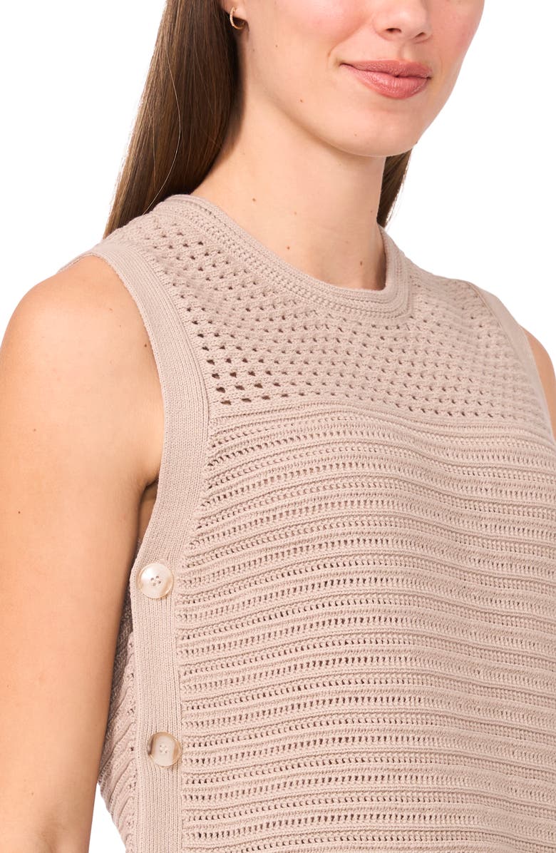 Halogen<sup>®</sup> Open Stitch Sleeveless Cotton Side Button Sweater, Alternate, color, Taupe Bisque