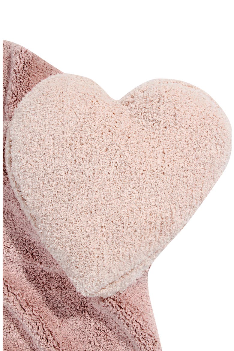 Puffy Love Heart Washable Cotton Blend Rug & Pillow Set, Alternate, color, BLUSH