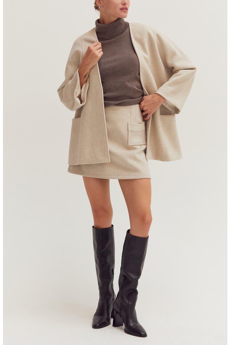 Wool Blend Mini Skirt, Alternate, color, Bone