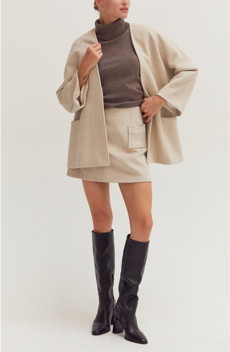 CRESCENT Wool Blend Mini Skirt, Alternate, color, Bone