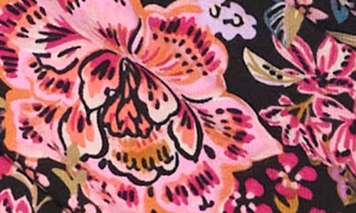 Vince Camuto Floral Crossover Wrap Front Tank In Rich Black