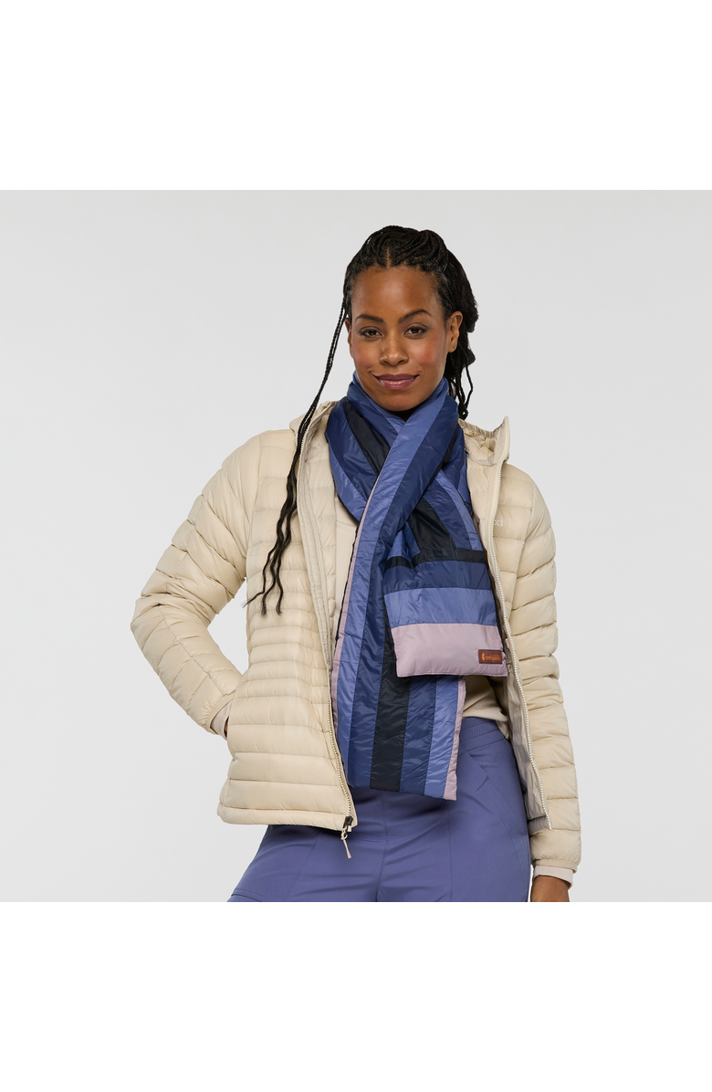 Cotopaxi Fuego Down Scarf, Alternate, color, Sienna Stripes