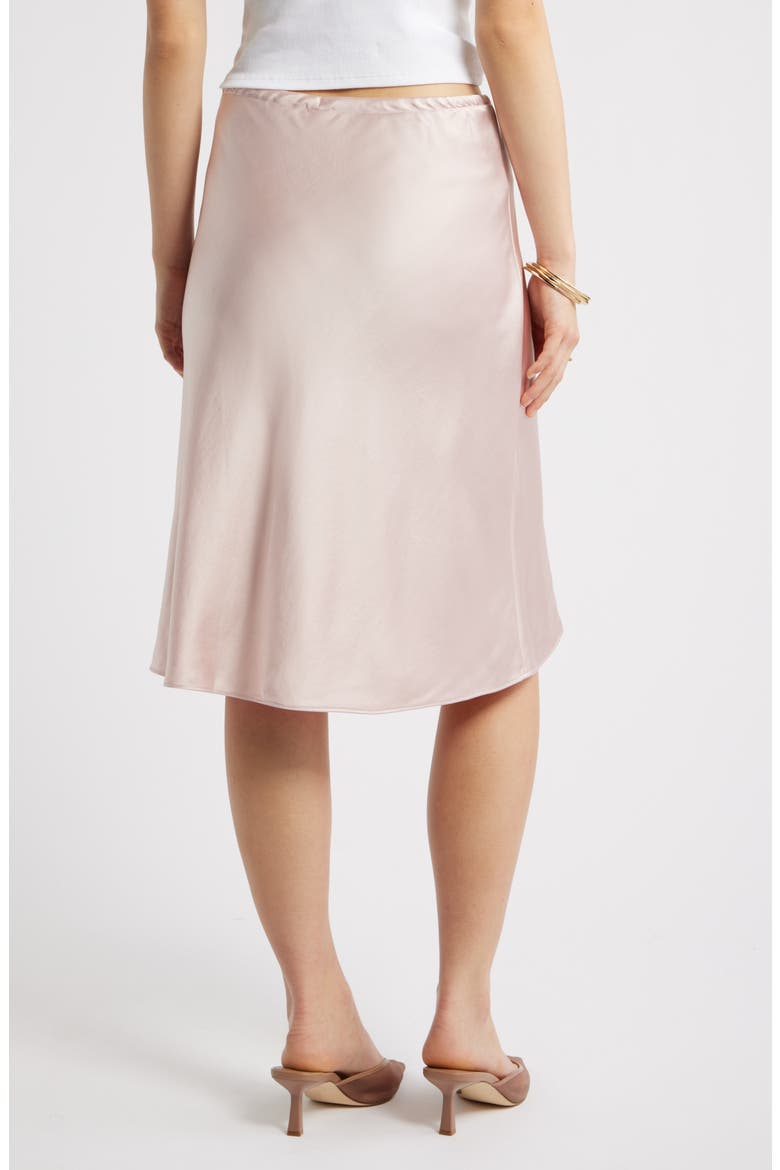 Knee Length Drawstring Satin Skirt, Alternate, color, PINK SEPIA