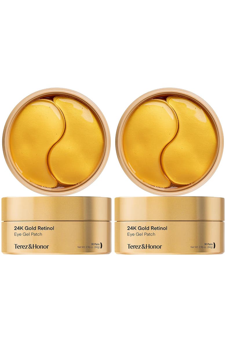 24K Gold Retinol Wrinkle Smoothing Eye Patches, Main, color, Gold