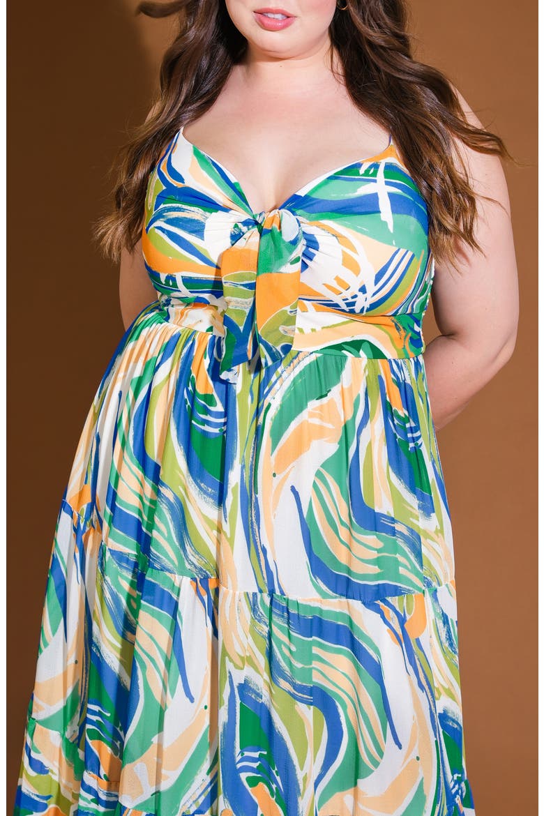 Printed Tiered Maxi Sundress, Alternate, color, GREEN BLUE