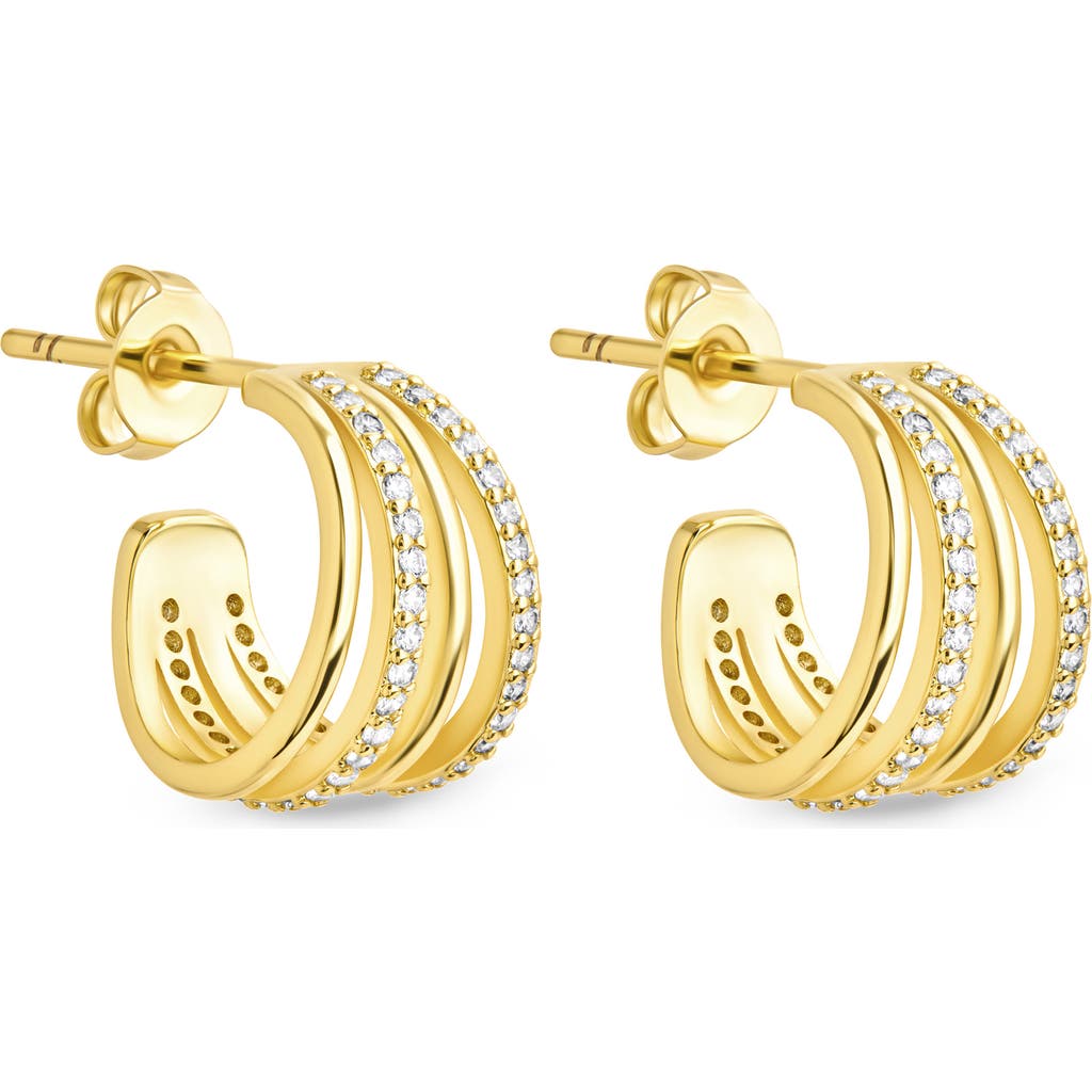 Sterling Forever Neve Micro Cubic Zirconia Hoop Earrings In Gold