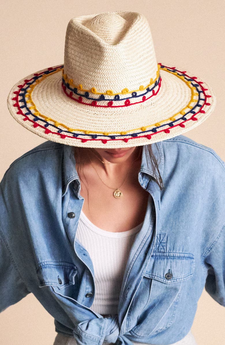 Brixton Joanna Embroidered Straw Hat, Alternate, color, 