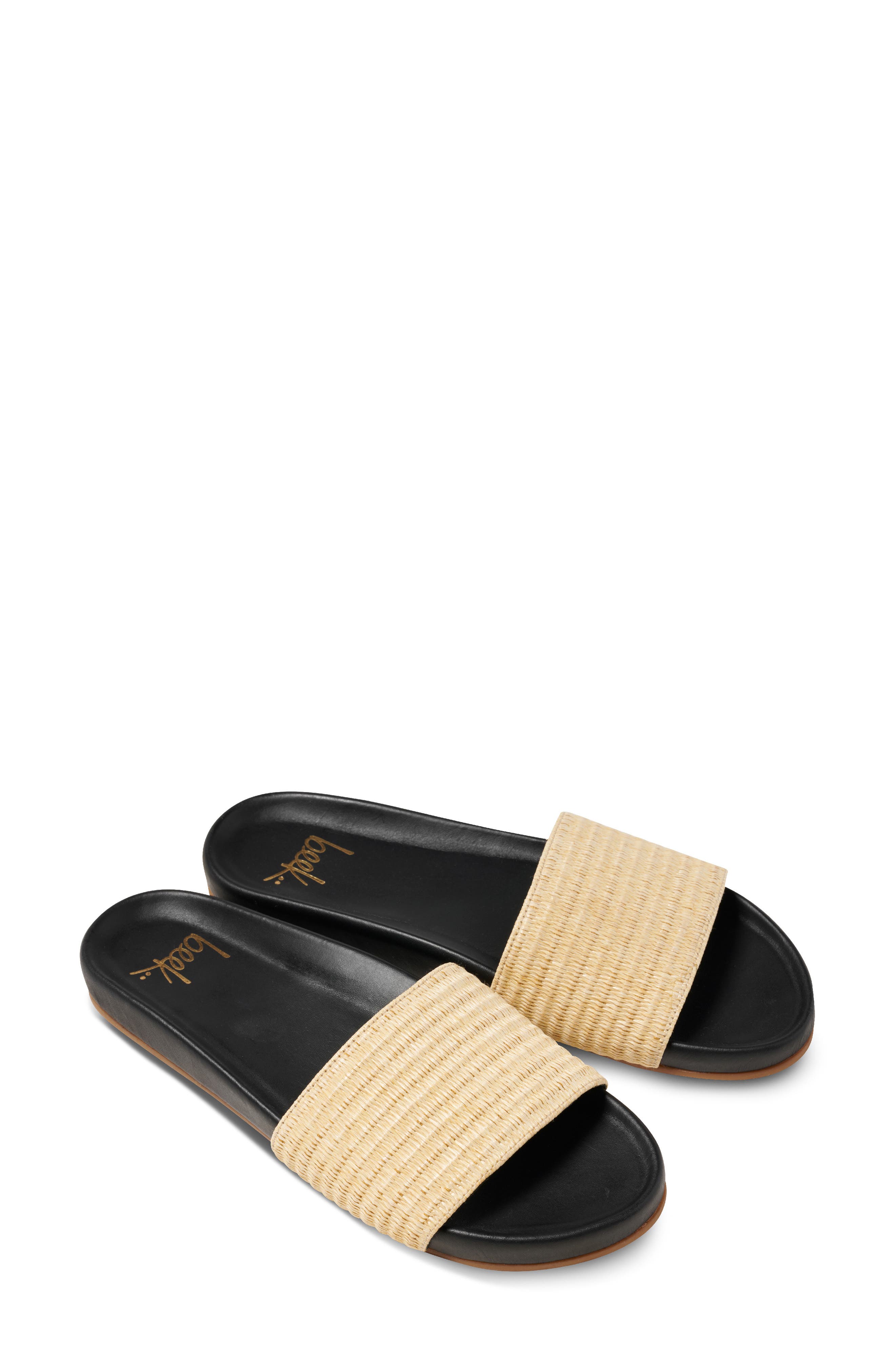 Beek Gallito Raffia Slide Sandal, Main, color, Black