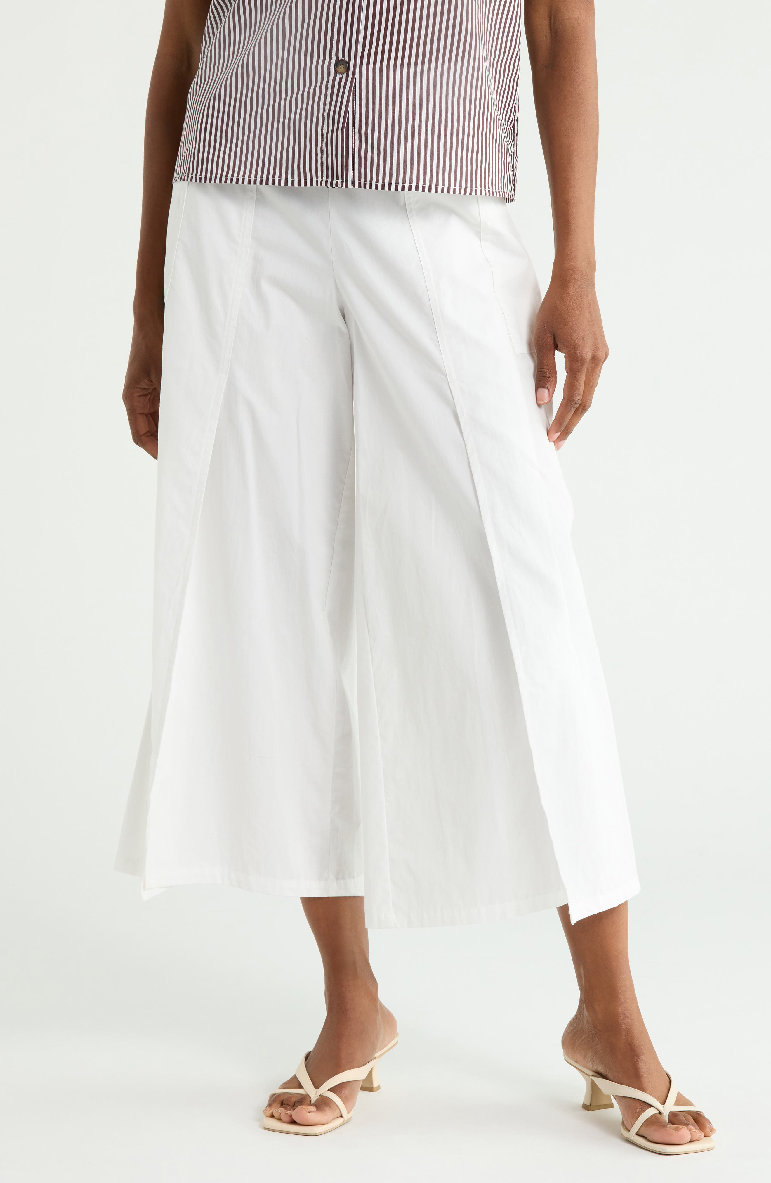Slit Front Poplin Wide Leg Pants