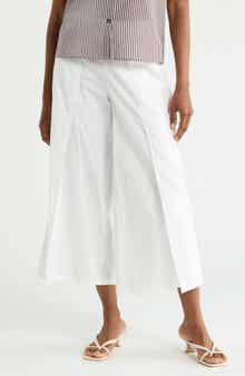 Slit Front Poplin Wide Leg Pants