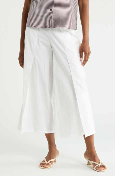 Slit Front Poplin Wide Leg Pants