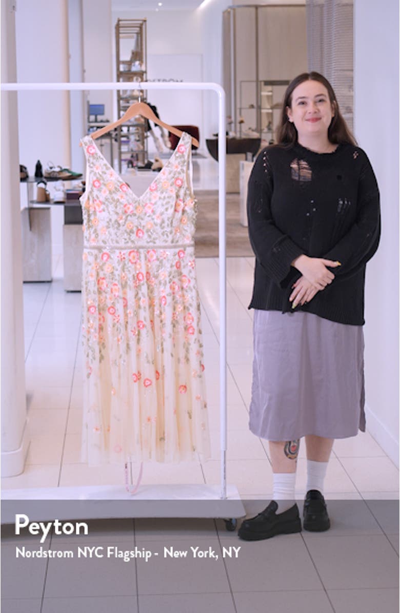 Beaded Floral A-Line Cocktail Dress, sales video thumbnail