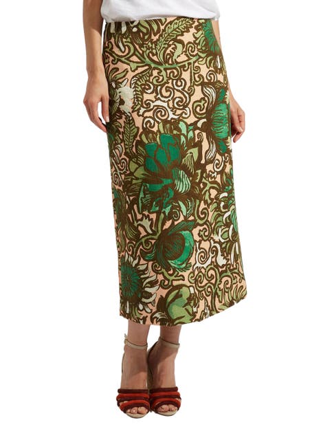 Pencil Skirt Anemone Pink Olive