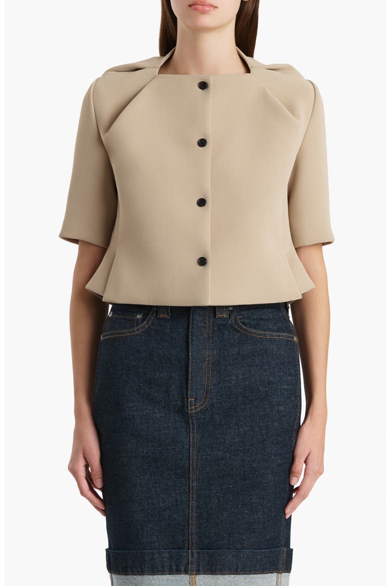 Franc Crepe Peplum Jacket, Main, color, TEA STAIN