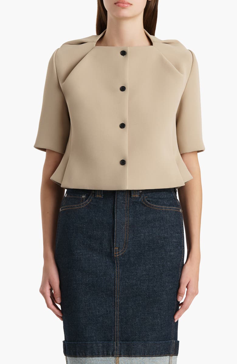 Khaite Franc Crepe Peplum Jacket, Main, color, Tea Stain