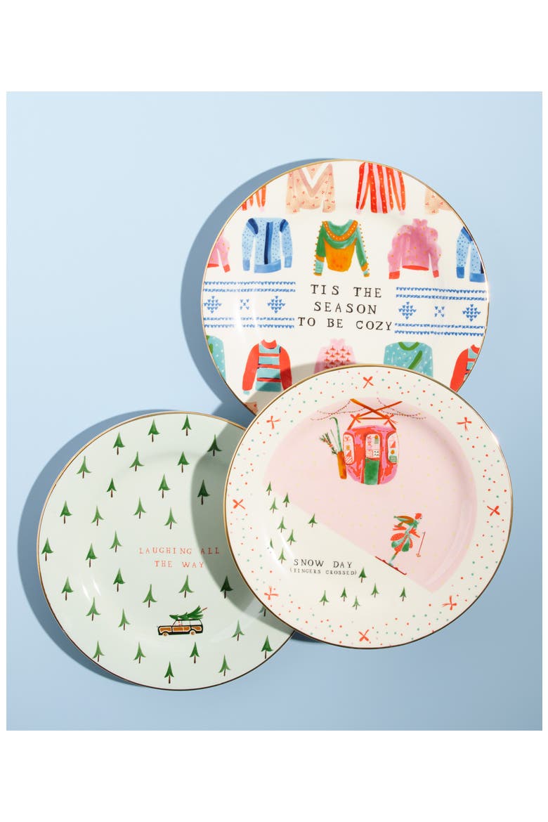 Anthropologie Mr. Boddington Merry Dessert Plate, Alternate, color, SANTA