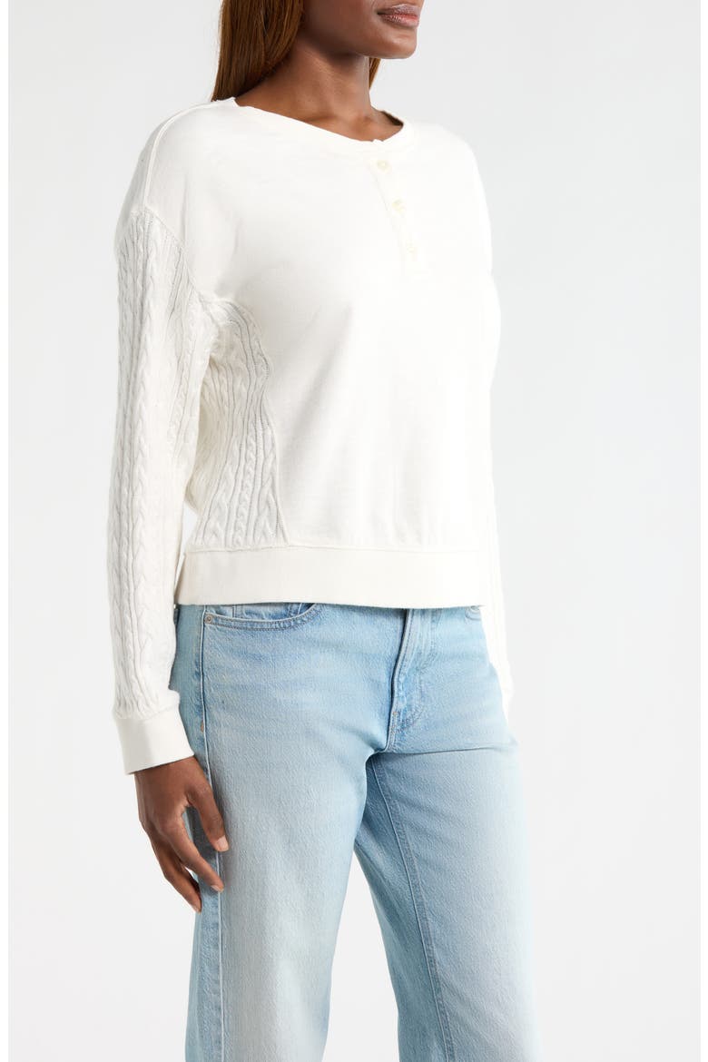 Cable Stitch Sleeve Henley Top, Alternate, color, TOFU