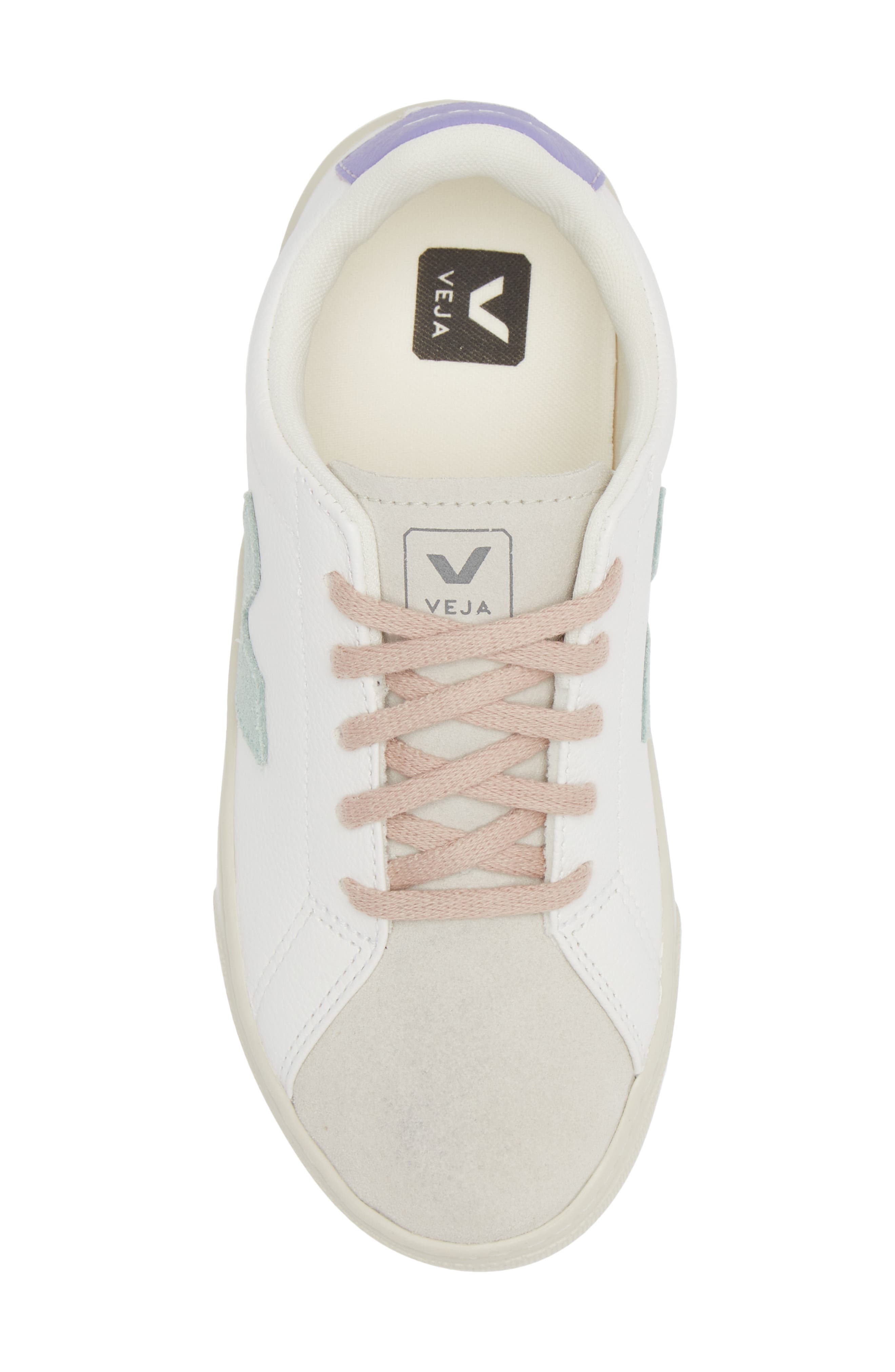 Veja Kids' Small Esplar Leather Sneaker, Alternate, color, Extra White Matcha Lavander