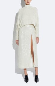 LAPOINTE Sequin High Waist Slit Skirt