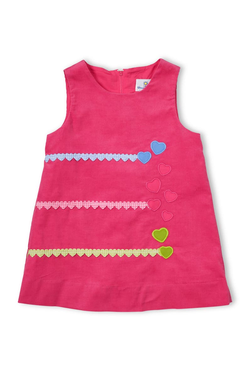 Florence Eiseman Corduroy Jumper With Hearts, Main, color, Pink, Blue, Green