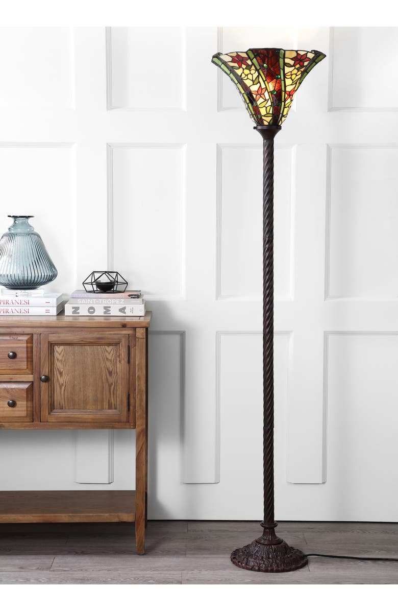 JONATHAN Y Williams Tiffany-Style 71" Torchiere LED Floor Lamp, Bronze, Alternate, color, Bronze