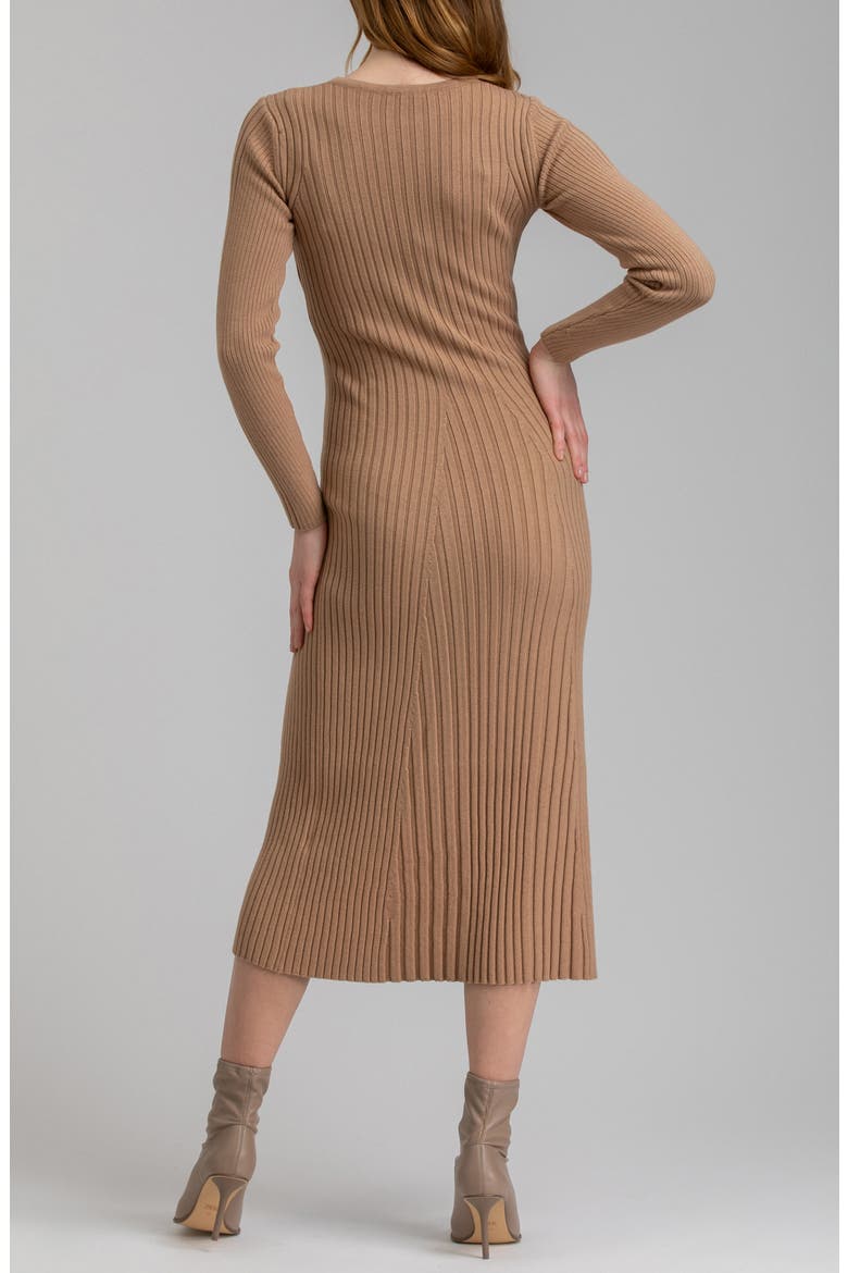Long Sleeve Rib Maternity Midi Sweater Dress, Alternate, color, LIGHT/ PASTEL BROWN