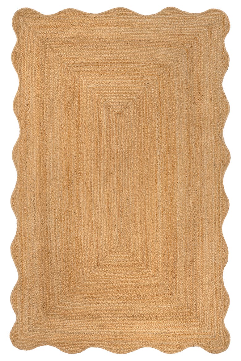 Seaside Cottage Scallop Edge Jute Area Rug, Main, color, Natural