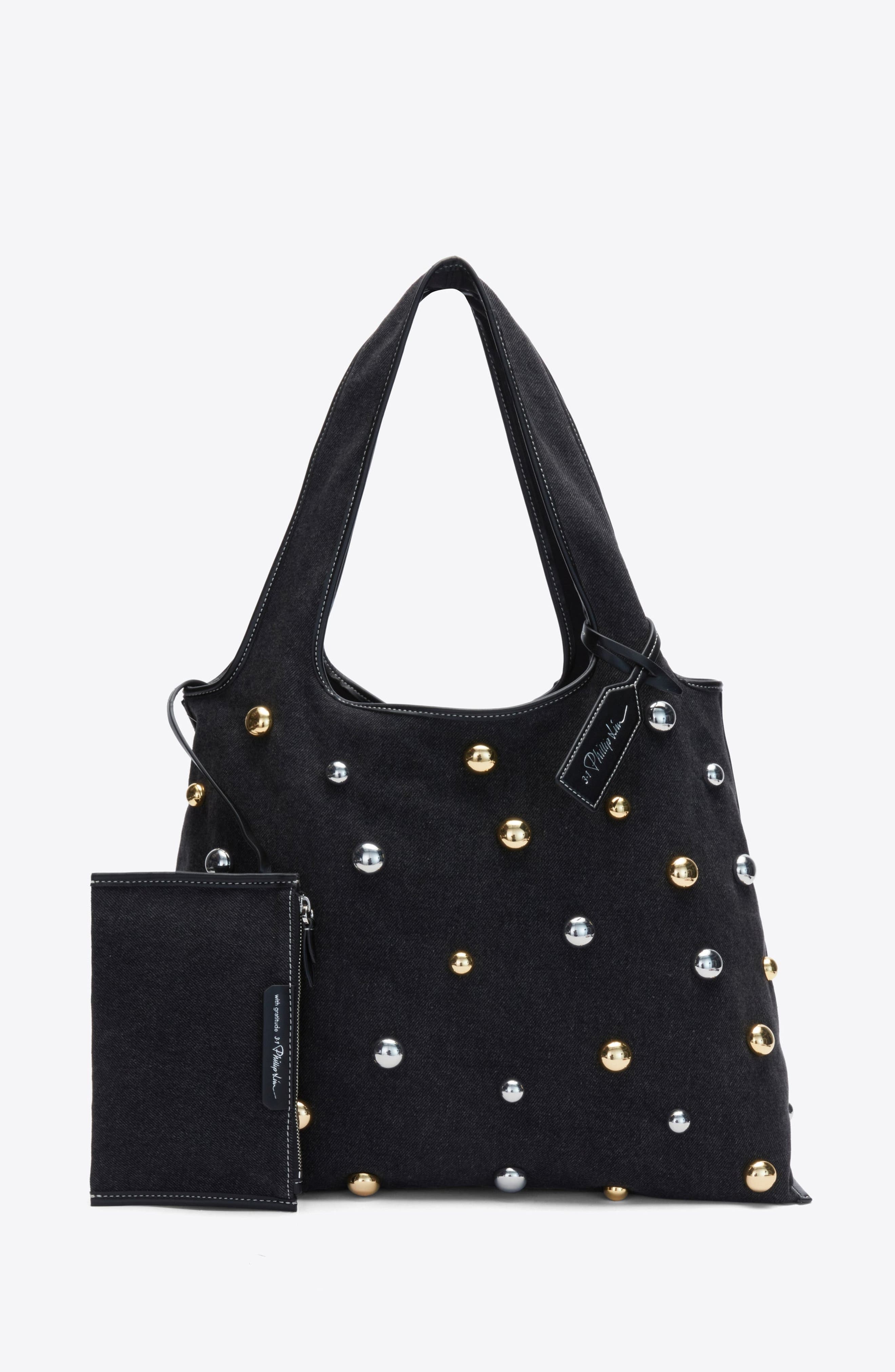 3.1 Phillip Lim Dome Embellishment Market Tote Bag, Main, color, Black