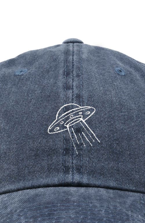 Dalix Ufo Embroidered Adjustable Dad Cap In Washed Navy Blue