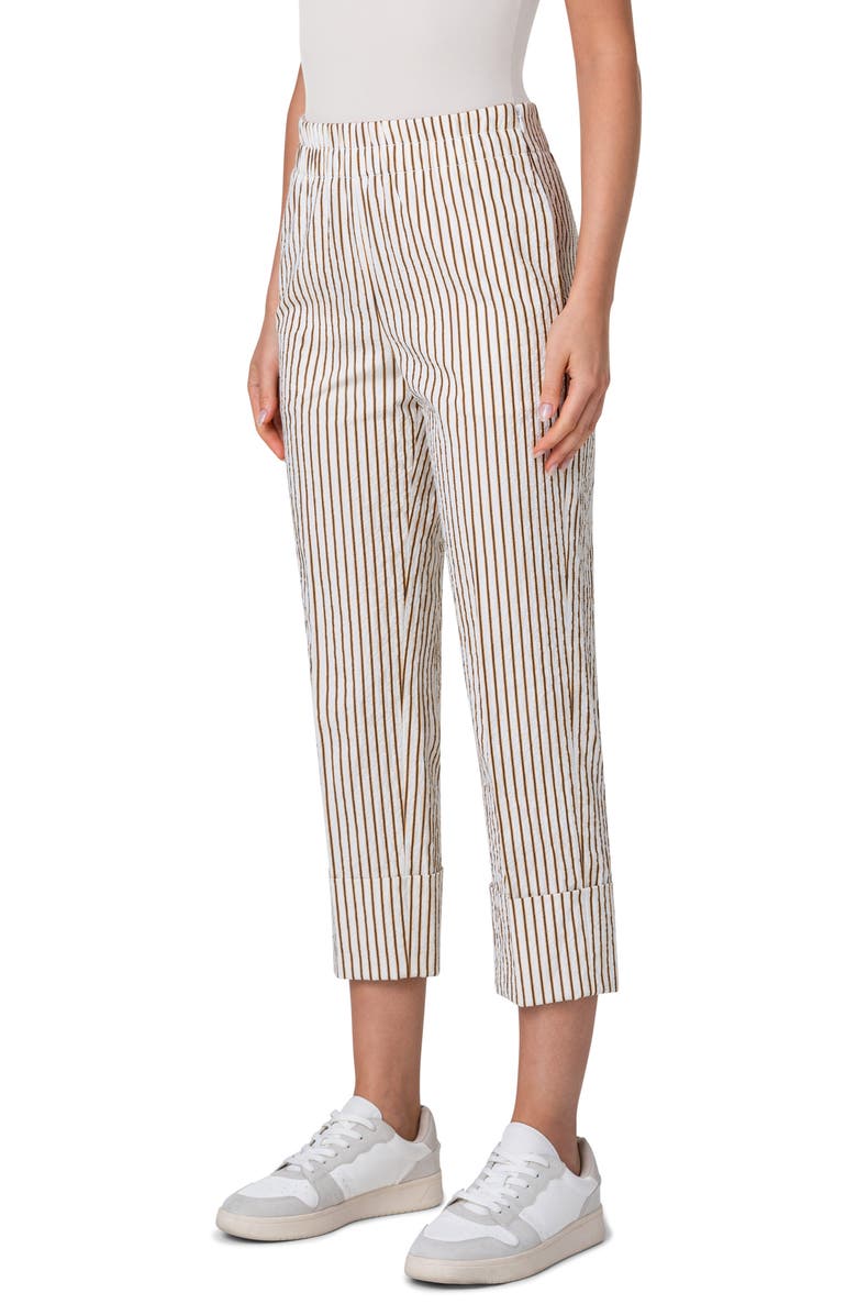 Akris punto Farell Wide Cuff Seersucker Crop Pants, Alternate, color, 